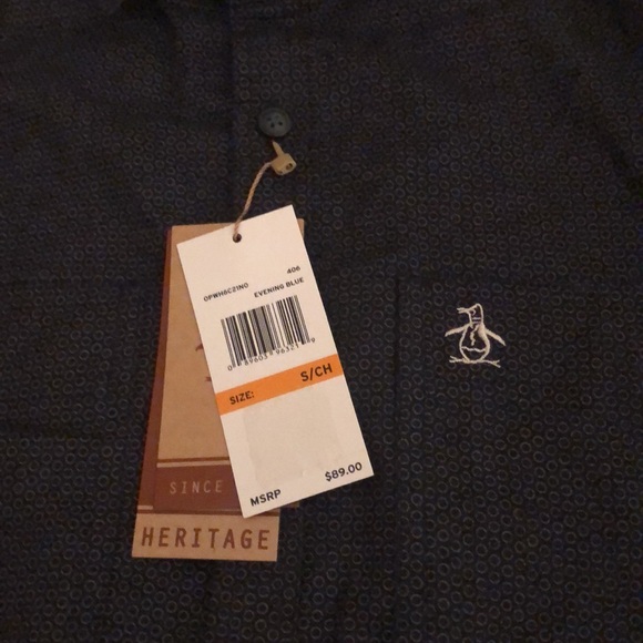 NEW PENGUIN Heritage Slim Fit Evening Blue Shirt-S - Picture 5 of 8